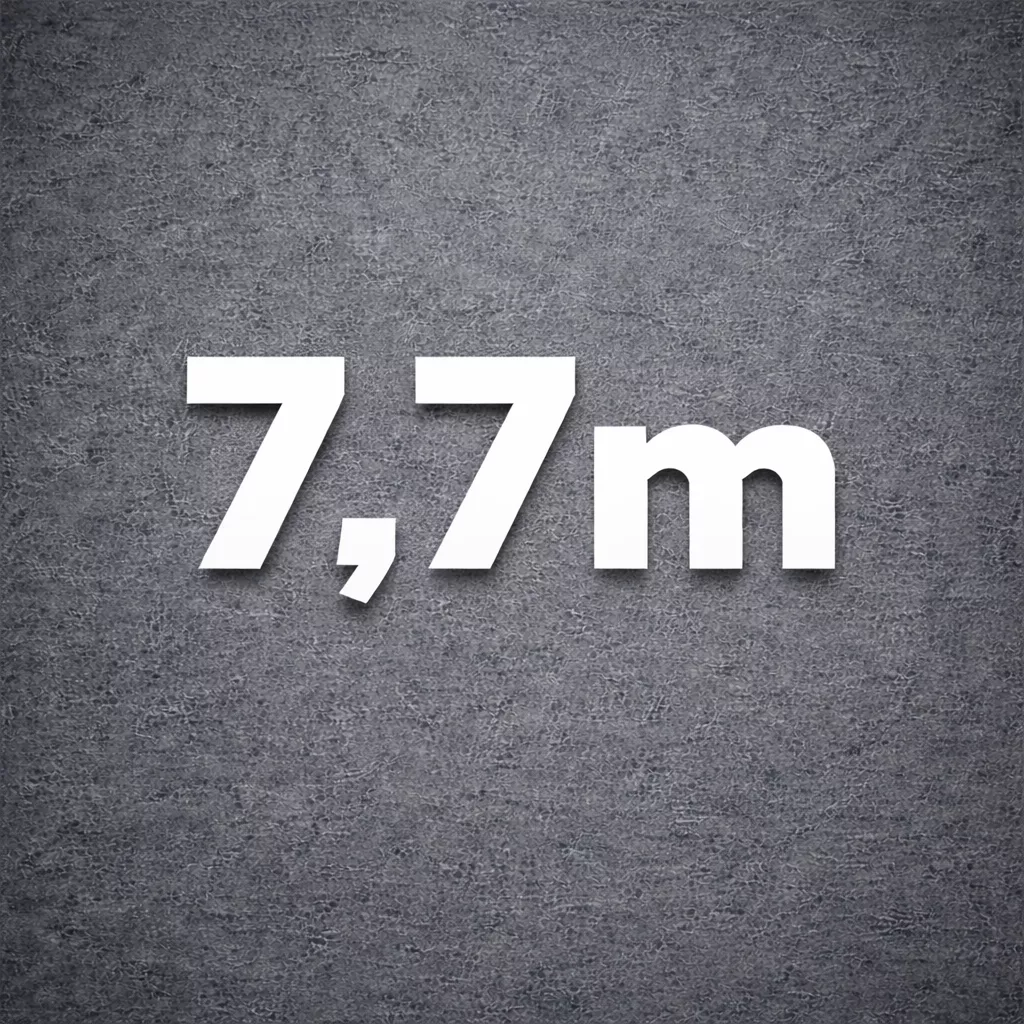 7,7m